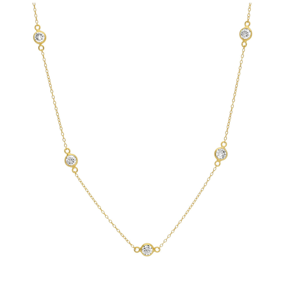 Collier en argent sterling plaqué or avec plusieurs zircones cubiques transparents et pierre de naissance d'avril