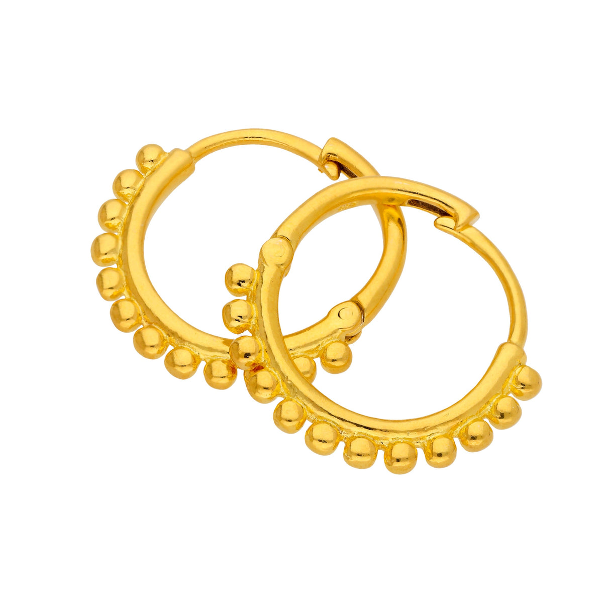 Boucles d'oreilles créoles en argent sterling plaqué or avec perles de 20 mm