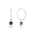 Boucles d'oreilles créoles en argent sterling avec saphir et zircone cubique de 12 mm