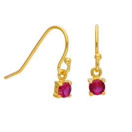 Boucles d'oreilles pendantes July en argent sterling plaqué or et rubis CZ