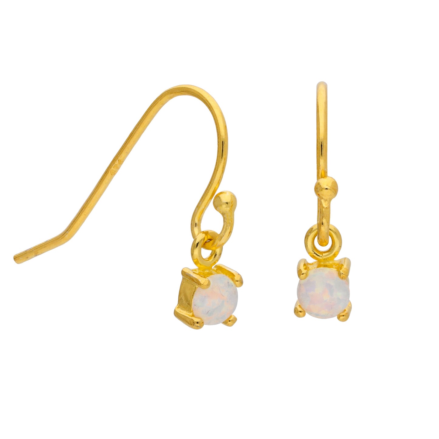 Boucles d'oreilles pendantes October en argent sterling plaqué or et opale CZ