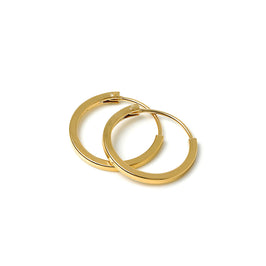 Boucles d'oreilles créoles carrées de 1 mm et 14 mm en argent sterling plaqué or