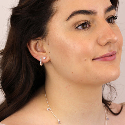 Boucles d'oreilles à tige en argent sterling avec alexandrite et zircone cubique, griffes de juin de 4 mm