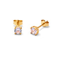 Boucles d'oreilles à tige en argent sterling plaqué or avec alexandrite CZ June 4 mm