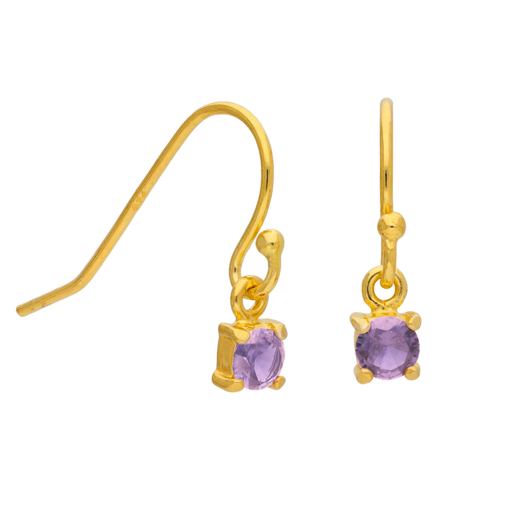 Boucles d'oreilles pendantes en argent sterling plaqué or avec alexandrite et zircone cubique