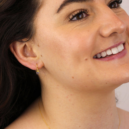 Boucles d'oreilles pendantes en argent sterling plaqué or avec alexandrite et zircone cubique