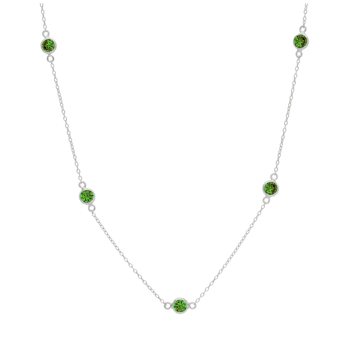 Collier en argent sterling avec émeraude et zircone cubique, pierre de naissance du mois de mai