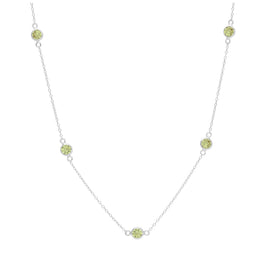 Collier en argent sterling avec plusieurs péridots et zircones cubiques, pierre de naissance d'août