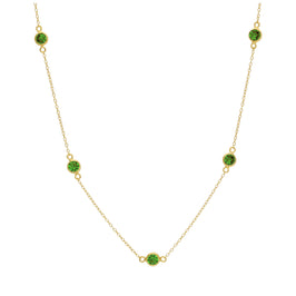 Collier en argent sterling plaqué or avec émeraude et zircone cubique, pierre de naissance du mois de mai