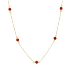 Collier en argent sterling plaqué or avec rubis et zircone cubique, pierre de naissance de juillet