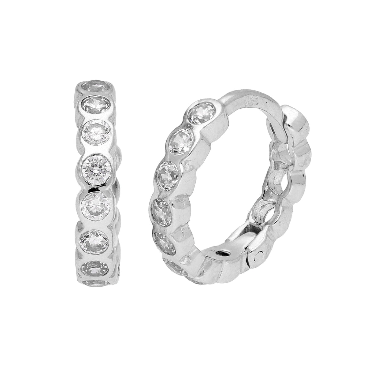 Boucles d'oreilles créoles en argent sterling avec rubis CZ de 13 mm