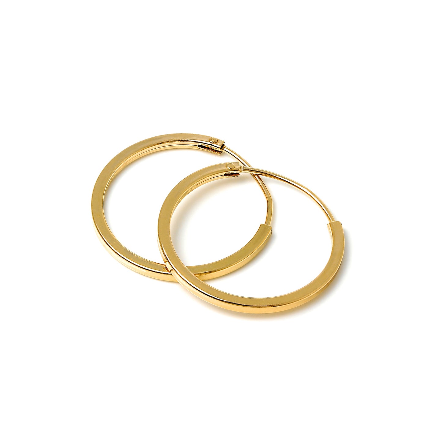 Boucles d'oreilles créoles carrées en argent plaqué or de 1 mm, de 12 mm à 40 mm
