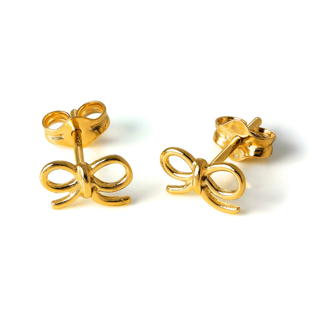 Boucles d'oreilles à tige en argent sterling plaqué or avec nœud