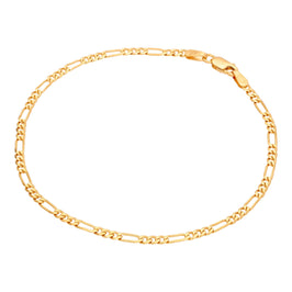 Bracelet gourmette Figaro ouvert en or 9 carats taille diamant 19 cm