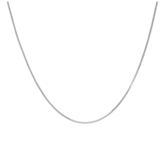 Collier chaîne fine en or blanc 9 carats - 16 à 20 pouces