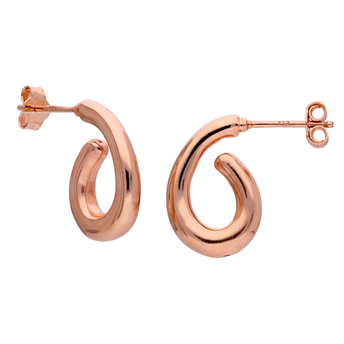 Boucles d'oreilles créoles liquides en argent sterling plaqué or rose