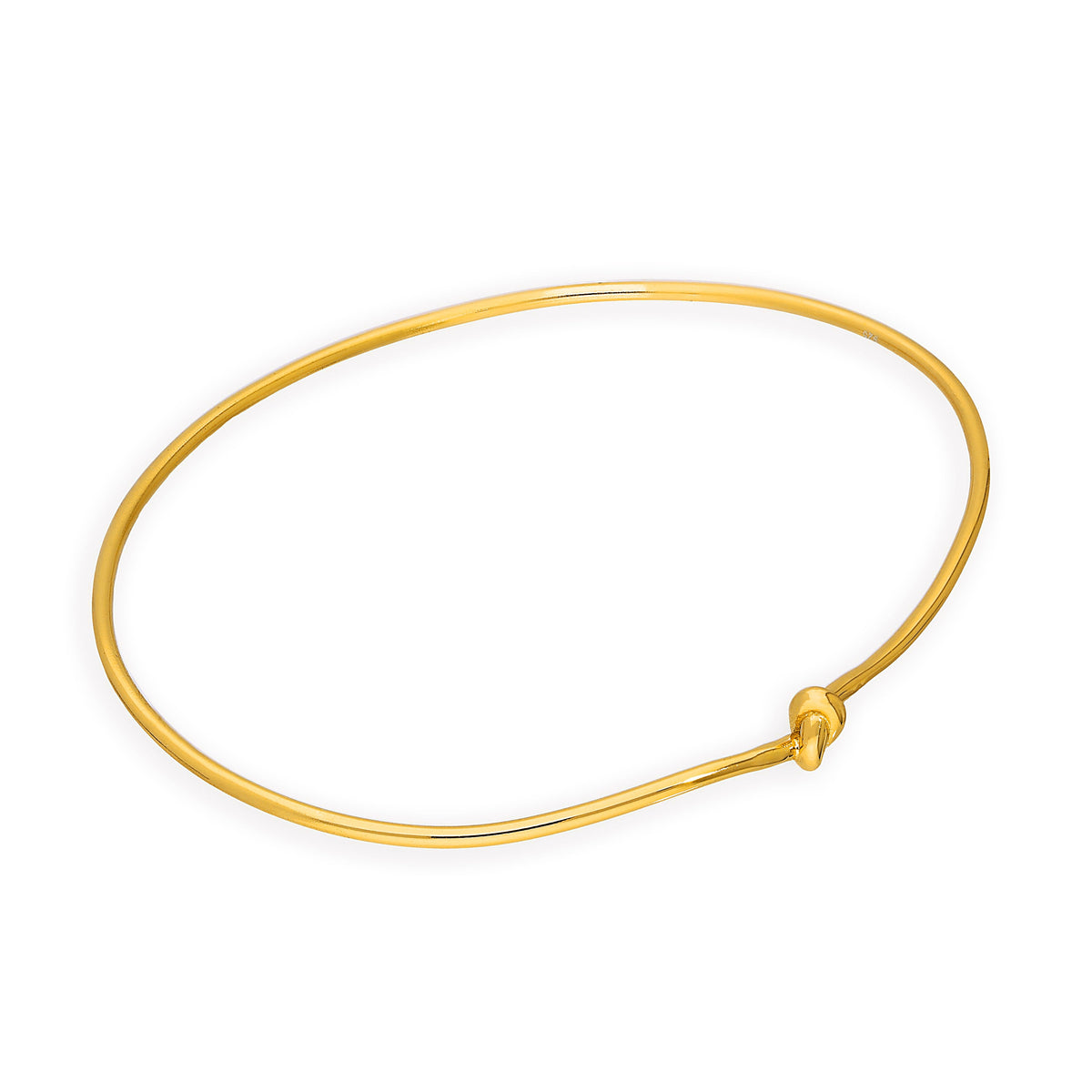 Bracelet jonc ovale en argent sterling plaqué or pour adulte