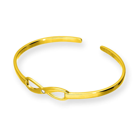 Bracelet jonc infini en argent sterling plaqué or et zircones cubiques