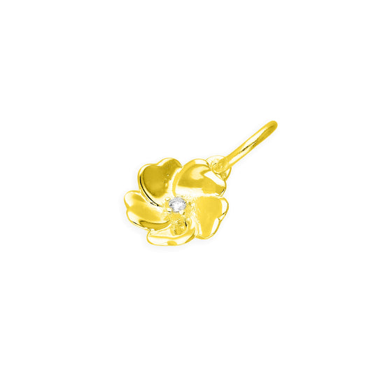 Breloque fleur en argent sterling plaqué or et diamant véritable