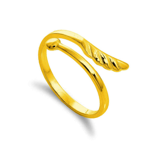 Bague midi ajustable en argent sterling plaqué or avec cœur et flèche