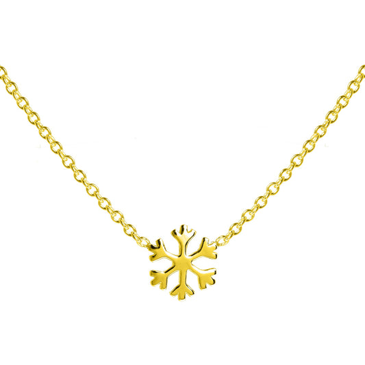 Collier flocon de neige en argent sterling plaqué or - 45 cm