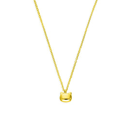 Collier tête de chat en argent sterling plaqué or - 45 cm