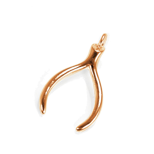 Breloque en argent sterling plaqué or rose en forme de os à souhait