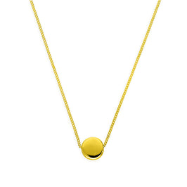 Collier en argent sterling plaqué or avec disque rond de 40 cm