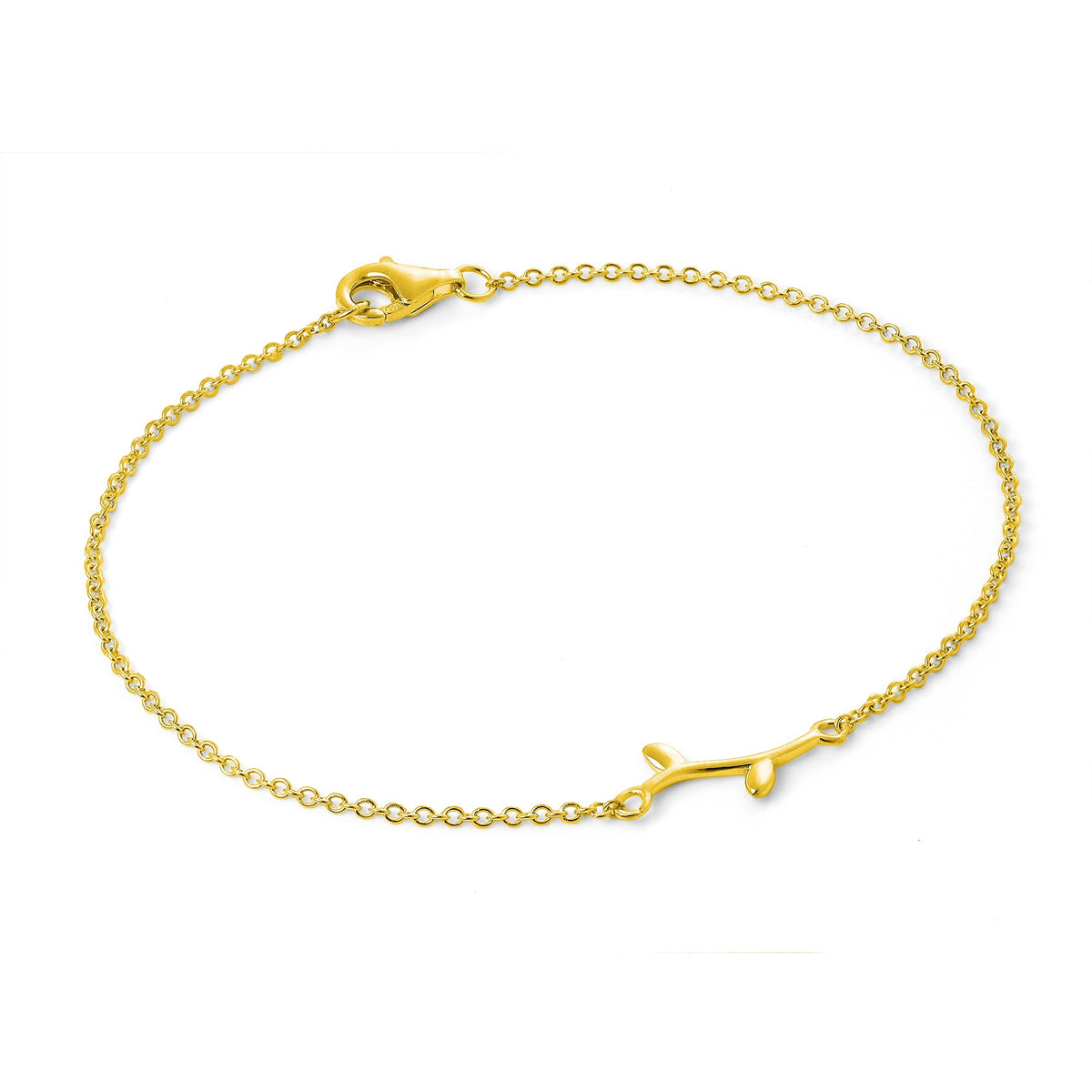 Bracelet branche d'arbre en argent sterling plaqué or fin