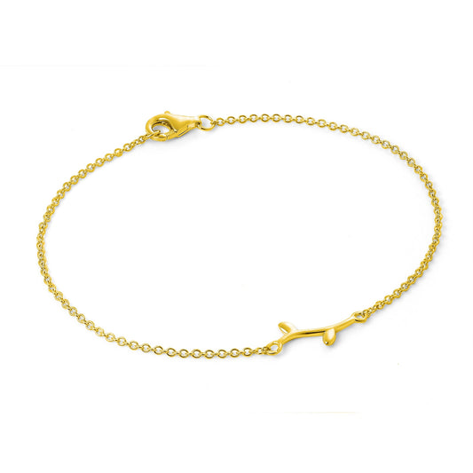 Bracelet branche d'arbre en argent sterling plaqué or fin
