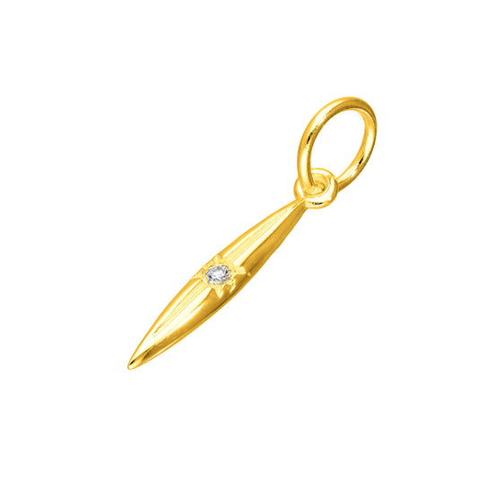 Pendentif en argent sterling plaqué or et véritable diamant