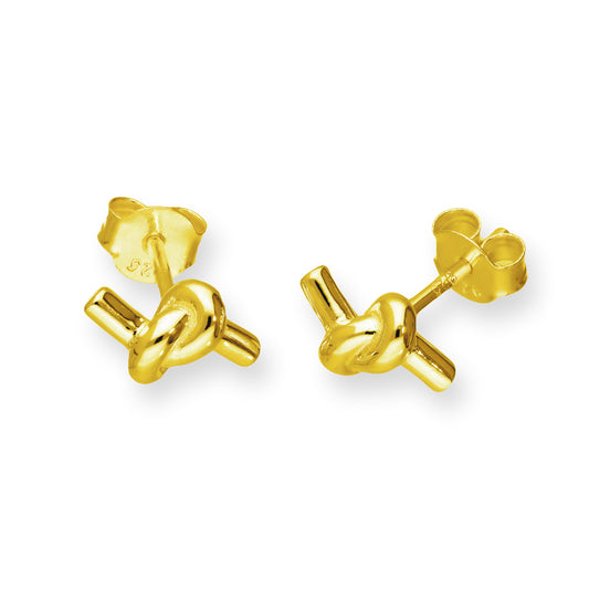 Boucles d'oreilles à tige en argent sterling plaqué or avec corde nouée