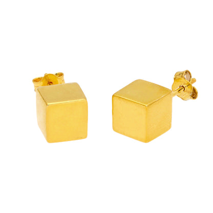Boucles d'oreilles à tige cubiques en argent sterling plaqué or jaune de 4 mm à 7 mm