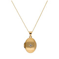 Médaillon ovale en or 9 carats avec collier en diamants - 40 à 50 cm