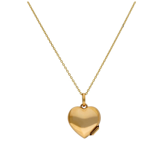 Petit collier Belcher en or 9 carats avec médaillon en forme de cœur, 40 à 50 cm