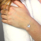 Bracelet personnalisé en argent sterling avec cadenas en forme de cœur et initiales