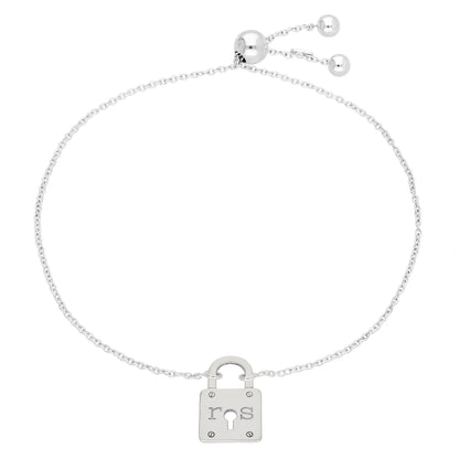Bracelet sur mesure en argent sterling avec cadenas et initiales