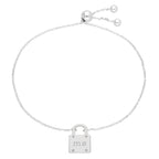 Bracelet ajustable sur mesure en argent sterling avec cadenas et initiales