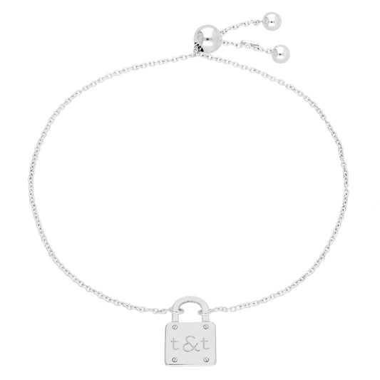 Bracelet sur mesure en argent sterling avec initiales et cadenas