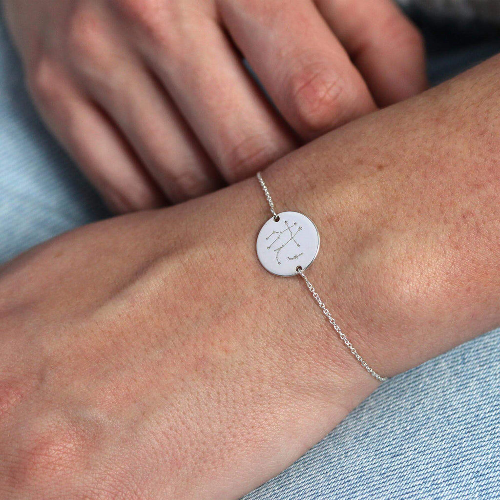 Bracelet personnalisé en argent sterling avec initiales constellations