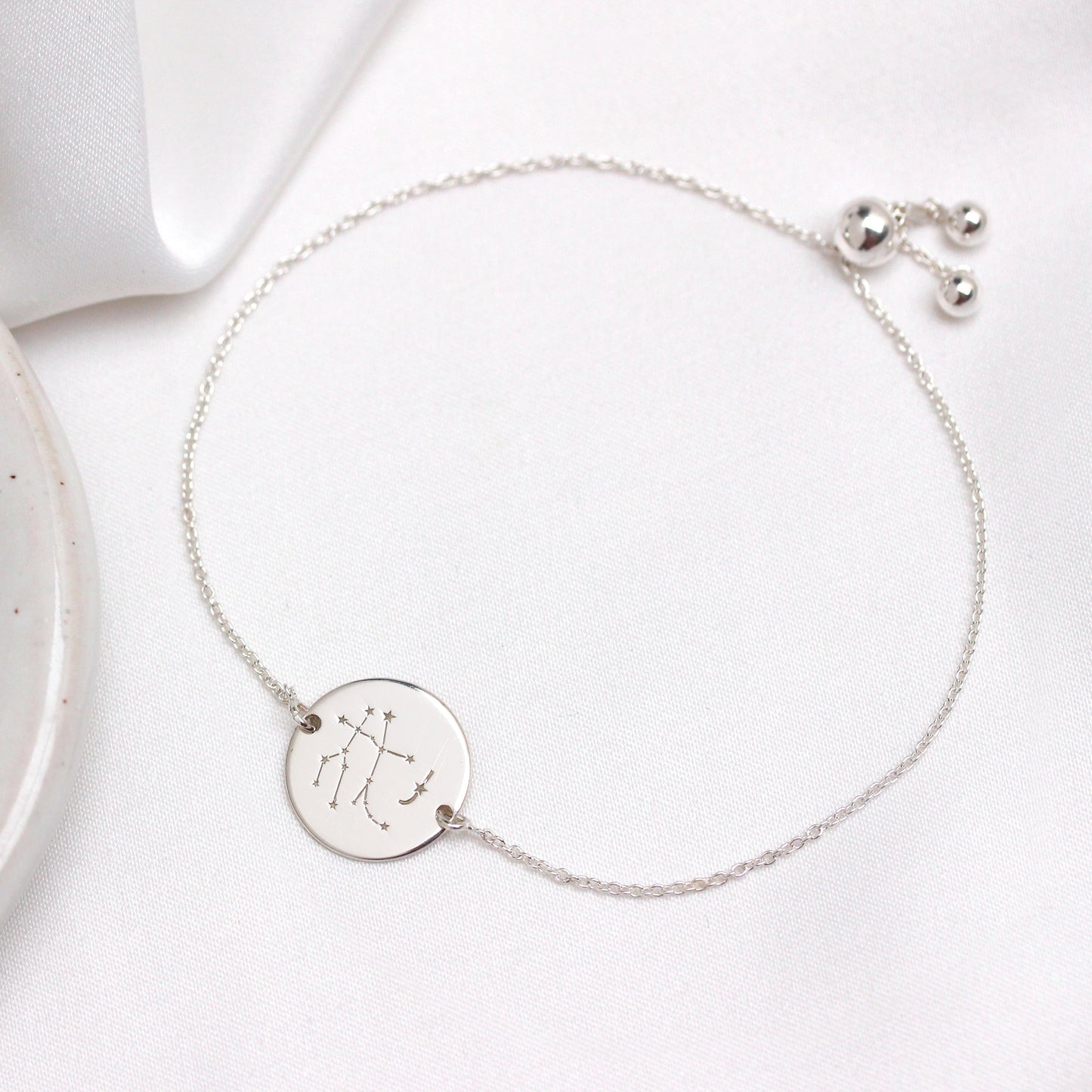Bracelet personnalisé en argent sterling avec initiales constellations