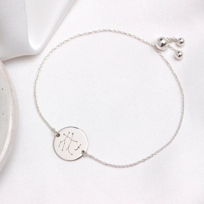 Bracelet personnalisé en argent sterling avec initiales constellations