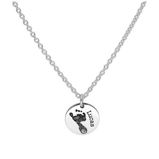 Collier rond en argent sterling avec empreinte de pied, 40 à 61 cm