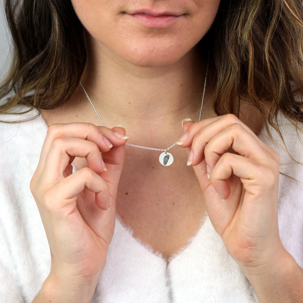 Collier rond en argent sterling avec empreinte de pas sur mesure, 40 à 61 cm