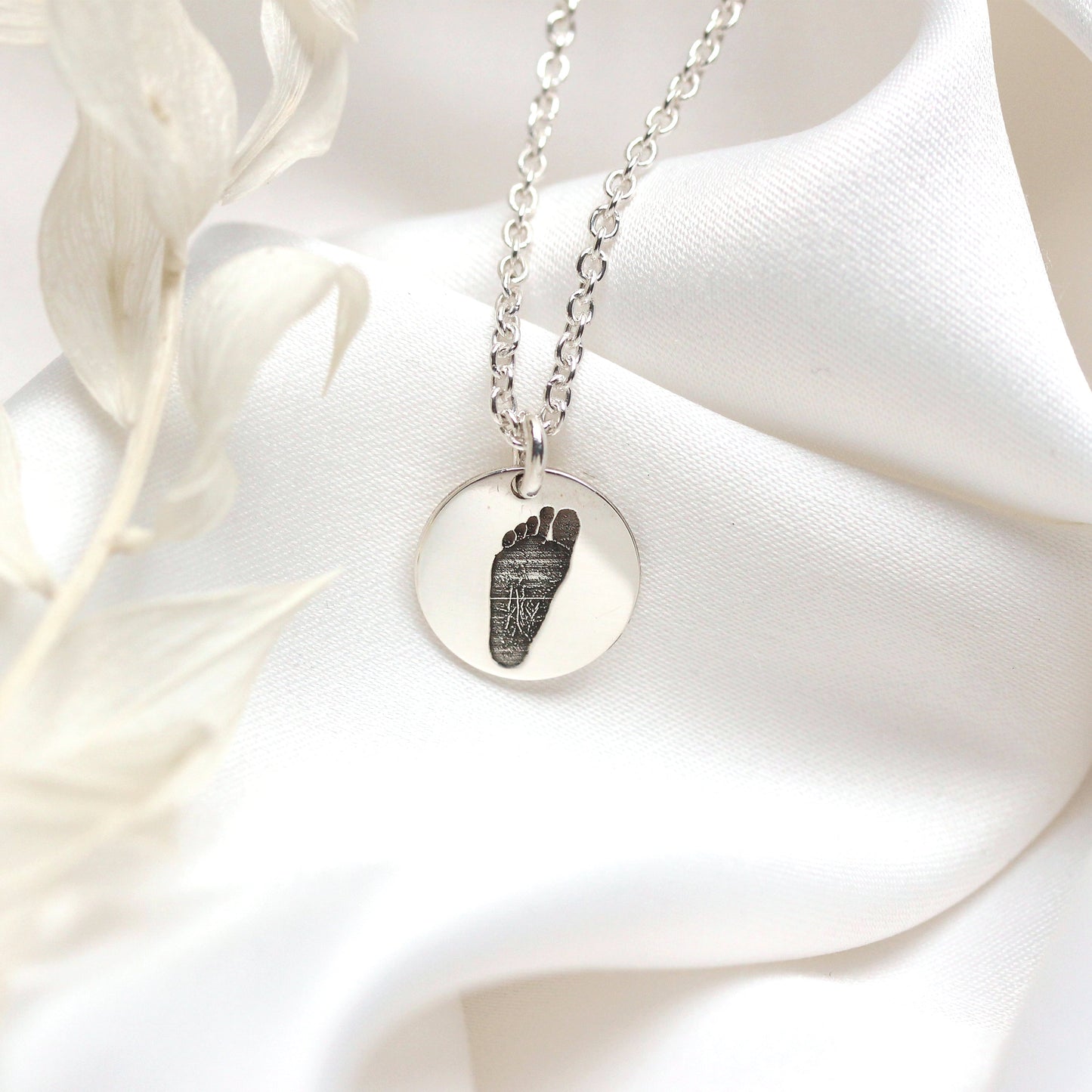 Collier rond en argent sterling avec empreinte de pas sur mesure, 40 à 61 cm