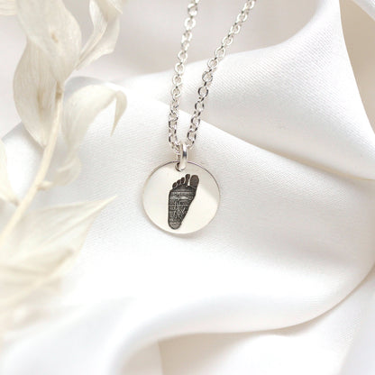 Collier rond en argent sterling avec empreinte de pas sur mesure, 40 à 61 cm