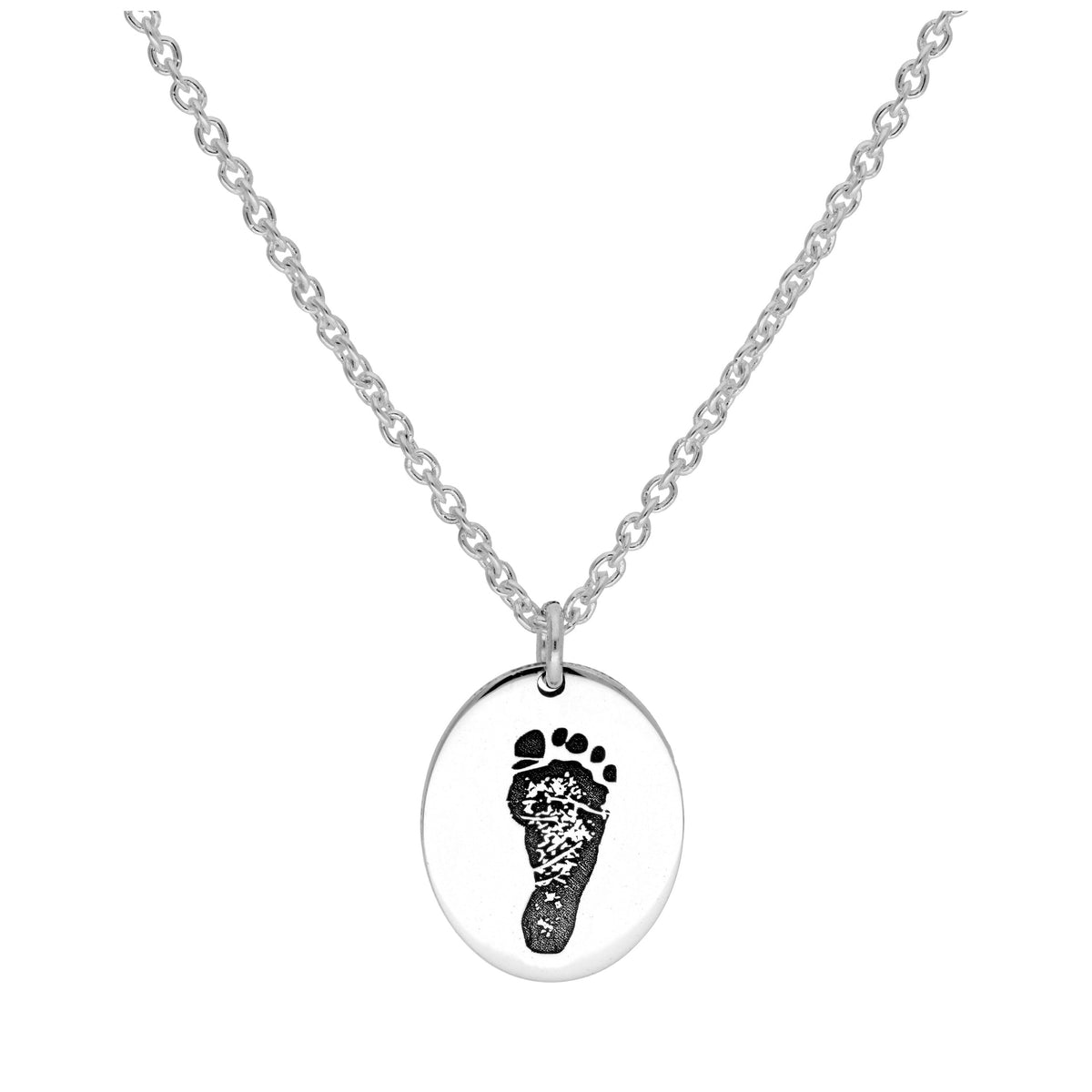 Collier ovale en argent sterling sur mesure avec empreinte de pas de 40 à 61 cm