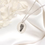 Collier ovale en argent sterling sur mesure avec empreinte de pas de 40 à 61 cm