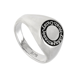 Chevalière circulaire en argent sterling sur mesure avec nom 49 - 70