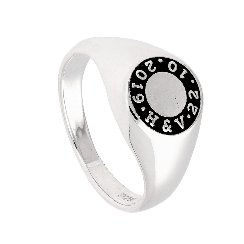 Chevalière en argent sterling sur mesure avec message circulaire 49 - 70